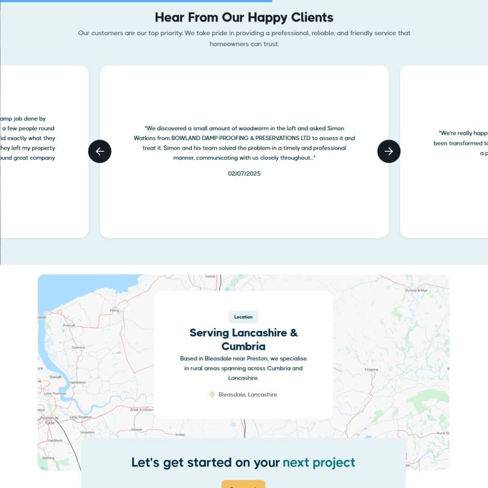 The Bowland Damp Proofing website design, built to turn local searches into enquiries