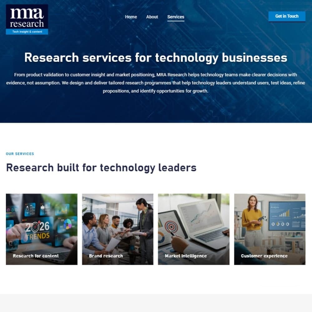 The MRA Research website design